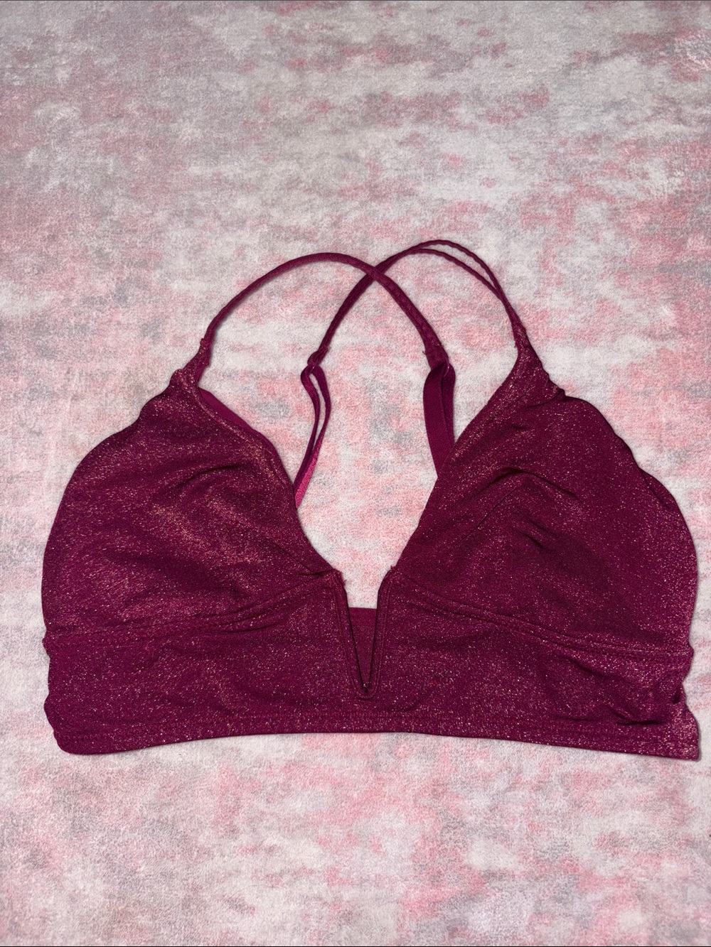 Auden Shimmer V-Plunge Bralette in Dark Purple